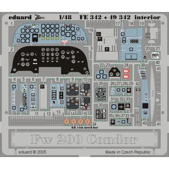 Eduard FE342 Colour Photoetch for 1/48 Focke-Wulf Fw 200 Condor Interior for Trumpeter kit