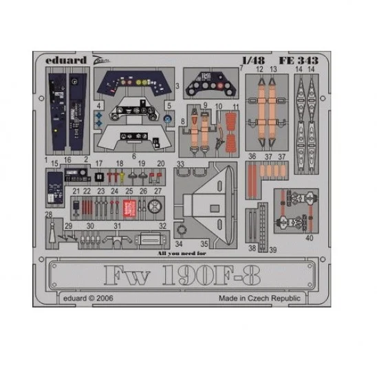 Eduard FE343 1/48 Focke-Wulf Fw 190F-8 Colour Photoetch Set Vol.2 for Tamiya kit