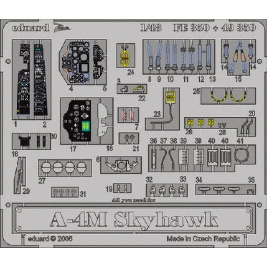 Eduard FE350 1/48 A-4M Skyhawk Colour Photoetch Detail Set Vol.2 for Hasegawa kit