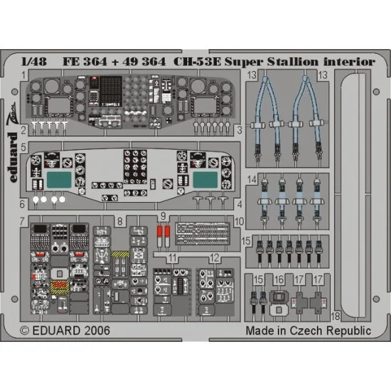 Eduard FE364 Colour Photoetch for 1/48 Sikorsky CH-53E Interior for Academy/Mrc kit