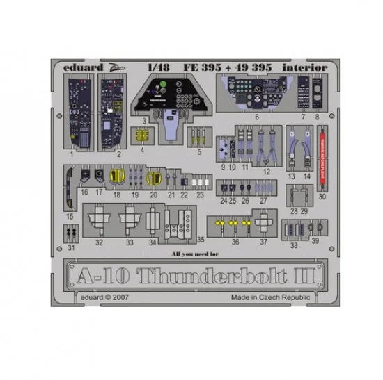 Eduard FE395 Colour Photoetch for 1/48 A-10 for HobbyBoss kit