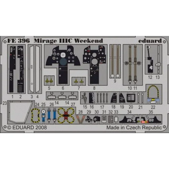 Eduard FE396 Colour Photoetch for 1/48 Mirage IIIC Weekend for Eduard kit - Model Planes