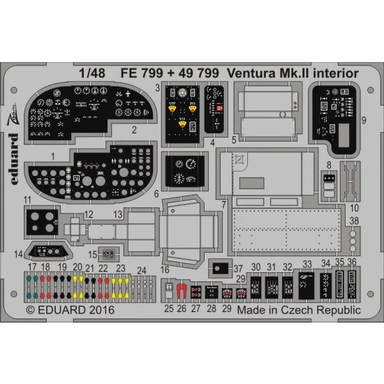 Eduard FE799 1/48 Lockheed Ventura Mk.II RAF Interior Detail Set for Revell kit #4946 (1PE) - Model Planes