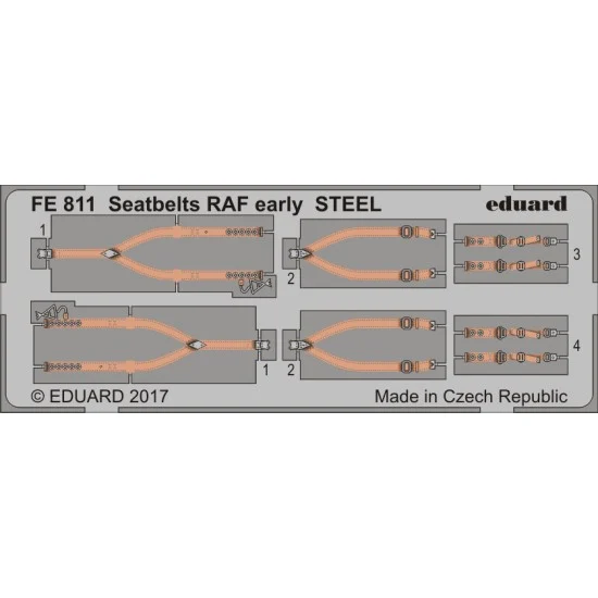 Eduard FE811 1/48 RAF Early Seatbelts (Steel, 1 Photo-Etched Sheet)