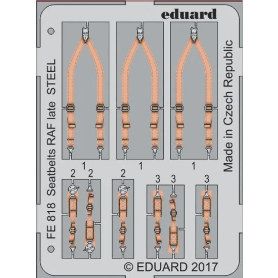 Eduard FE818 1/48 RAF Late Seatbelts (Steel, 1 Photo-Etched Sheet)