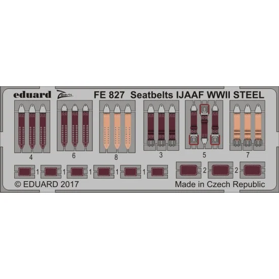 Eduard FE827 1/48 WWII IJAAF Seatbelts (Steel, 1 Photo-Etched Sheet)