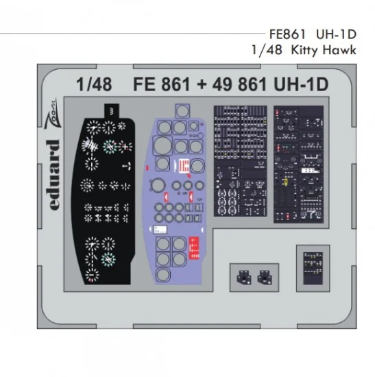 Eduard FE861 1/48 UH-1D "Huey" Detail Set for Kitty Hawk #KH80154 (1pc)