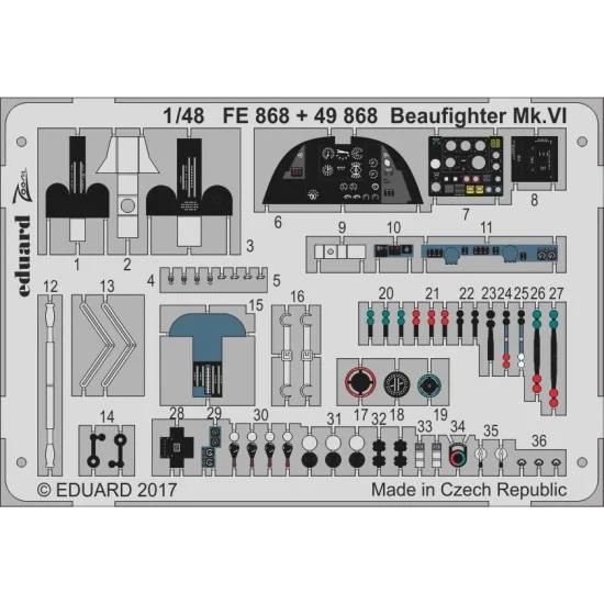 Eduard FE868 1/48 Beaufighter Mk.VI Detail set for Tamiya kits - Model Planes