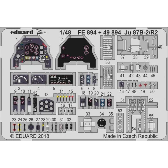 Eduard FE894 1/48 Junkers Ju 87B-2/R2 Detail set for Airfix kits