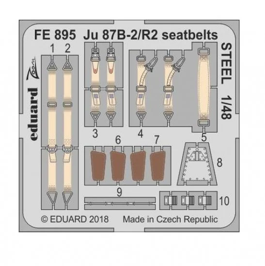 Eduard FE895 1/48 Junkers Ju 87B-2/R2 Seatbelts STEEL Detail set for Airfix kits