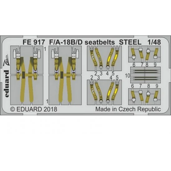 Eduard FE917 1/48 McDonnell Douglas F/A-18B/D Hornet Seatbelts Steel Detail Set for Kinetic kits