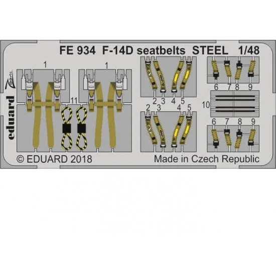 Eduard FE934 1/48 Grumman F-14D Tomcat Seatbelts STEEL Detail Set for Tamiya kits