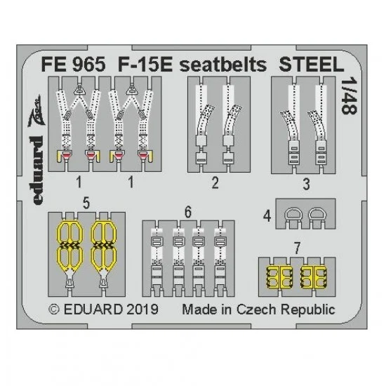 Eduard FE965 1/48 McDonnell Douglas F-15E Strike Eagle Seatbelts STEEL Set for Great Wall Hobby kits
