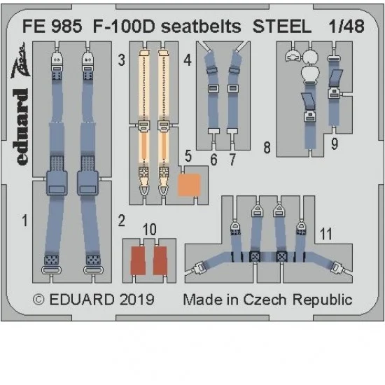Eduard FE985 1/48 North American F-100D Super Sabre Seatbelts Set for Trumpeter kits