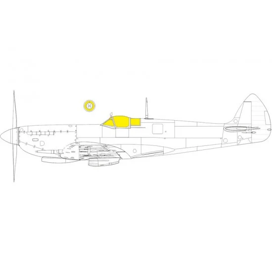 Eduard LX010 1/24 Supermarine Spitfire Mk.VIII Canopies and Wheels Masks for Airfix kits - Model Planes