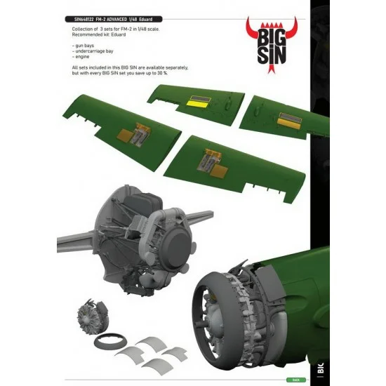 Eduard SIN648122 1/48 Grumman Wildcat FM-2 ADVANCED Super Detail Parts for Eduard kits
