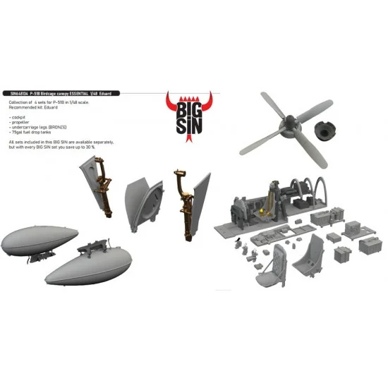 Eduard SIN648134 1/48 P-51B Mustang Birdcage Canopy Super Detail set for Eduard kits