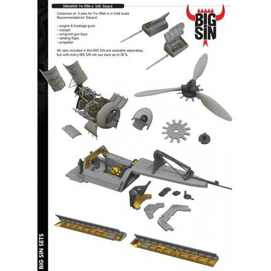 Eduard SIN648140 1/48 Focke-Wulf Fw 190A-6 Super Detail Set for Eduard kits