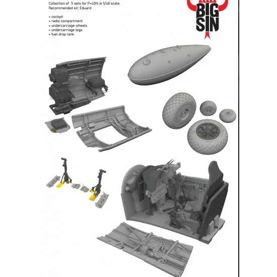 Eduard SIN648145 1/48 Curtiss P-40N Warhawk Super Detail set for Eduard kits