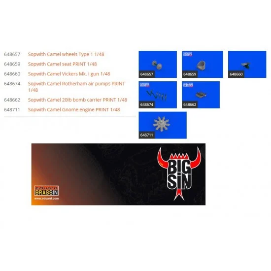 Eduard SIN64893 1/48 Sopwith Camel Gnome Engine Super Detail Set for Eduard kits - Model Planes