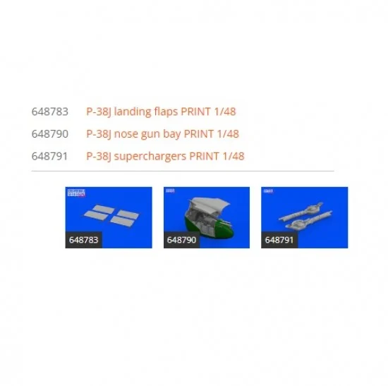 Eduard SIN64898 1/48 Lockheed P-38J Advanced Super Detail Set for Tamiya kits