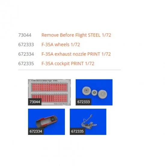 Eduard SIN67222 1/72 Lockheed Martin F-35A Lightning II Super Detail Set for Tamiya kits