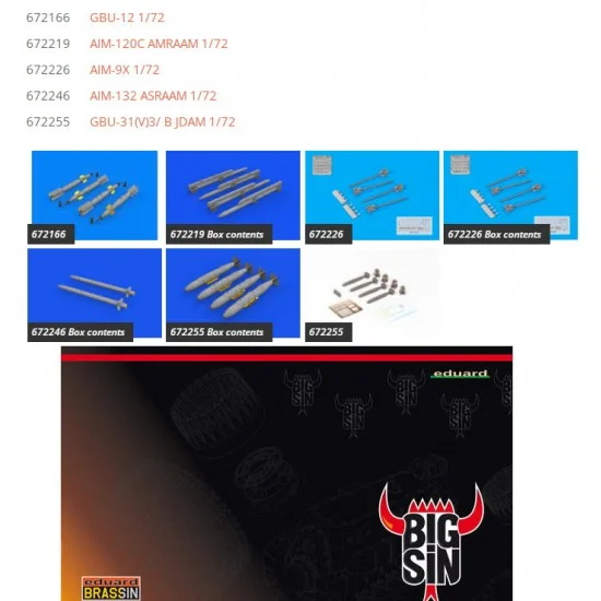 Eduard SIN67224 1/72 Lockheed Martin F-35A Lightning II Armament Super Detail Set for Tamiya kits