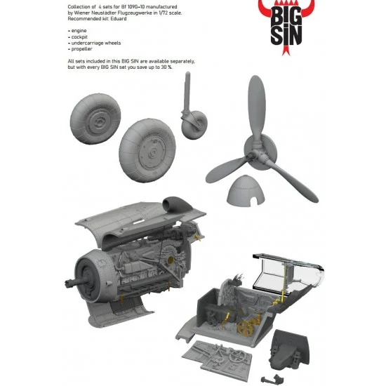 Eduard SIN67230 1/72 Messerschmitt Bf 109G-10 WNF Super Detail Set for Eduard kits