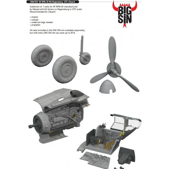 Eduard SIN67231 1/72 Messerschmitt Bf 109G-10 Mtt Regensburg Super Detail Set for Eduard kits