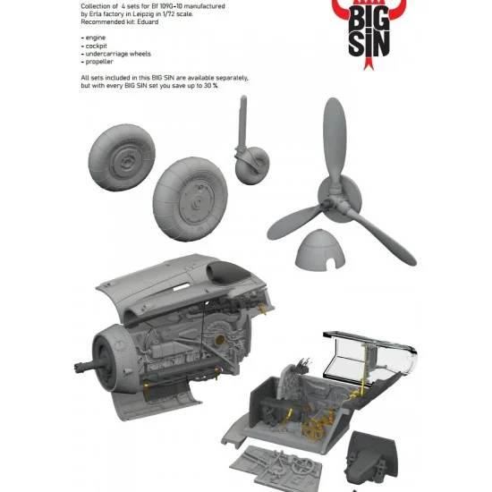 Eduard SIN67232 1/72 Messerschmitt Bf 109G-10 Erla Super Detail Set for Eduard kits