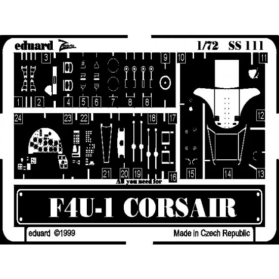 Eduard SS111 Photoetch for 1/72 Vought F4U-1 Corsair for Academy kit