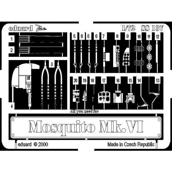 Eduard SS137 Photoetch for 1/72 Mosquito Mk.VI for Tamiya kit - Model Planes