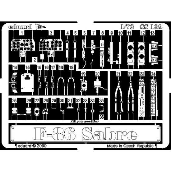 Eduard SS139 Photoetch for 1/72 North American F-86 Sabre for Fujimi kit