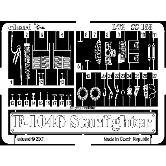 Eduard SS153 Photoetch for 1/72 Lockheed F-104G Starfighter for Revell kit
