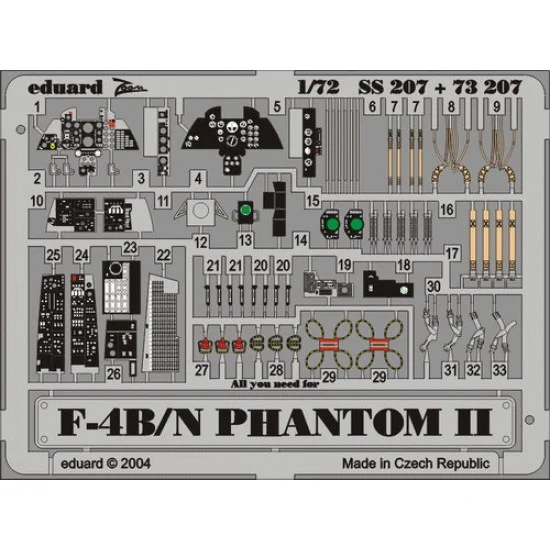 Eduard SS207 1/72 F-4B/N Phantom II Colour Photoetch Set Vol.2 for Hasegawa kit