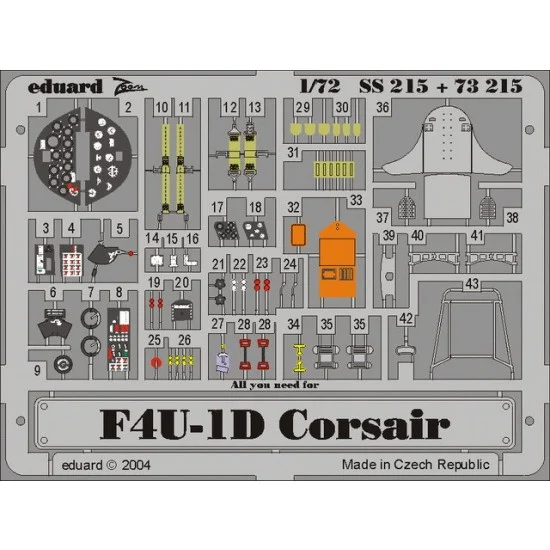 Eduard SS215 Colour Photoetch for 1/72 Vought F4U-1 Corsair for Tamiya kit