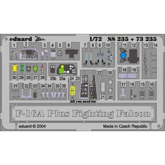 Eduard SS235 Colour Photoetch for 1/72 F-16A Plus Fighting Falcon for Hasegawa kit