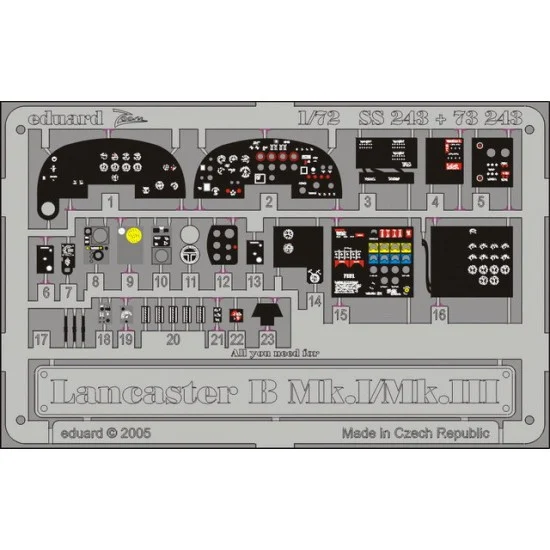 Eduard SS243 Colour Photoetch for 1/72 Lancaster B Mk.I/Mk.III for Hasegawa kit - Model Planes