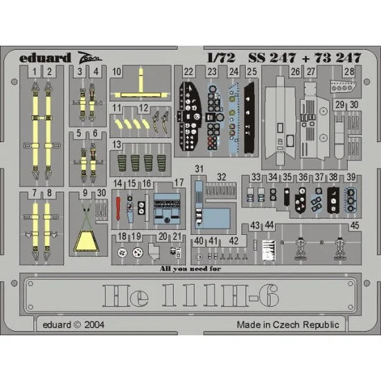 Eduard SS247 Colour Photoetch for 1/72 Heinkel He 111H-6 for Hasegawa kit