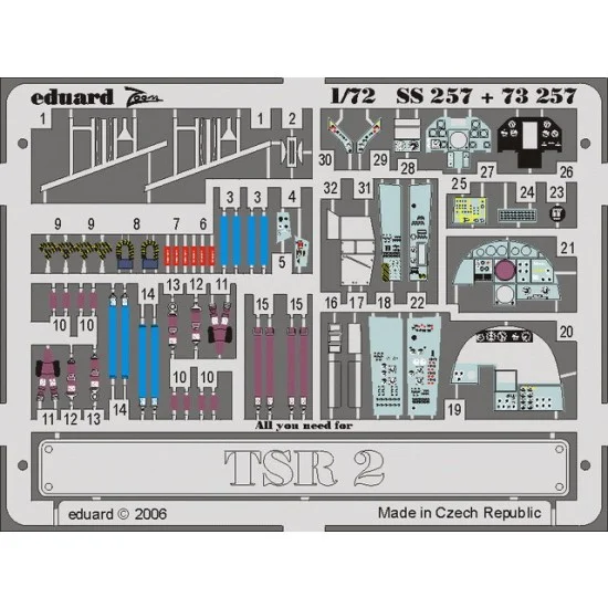 Eduard SS257 1/72 BAC TSR 2 Colour Photoetch Set Vol.2 for Airfix kit - Model Planes