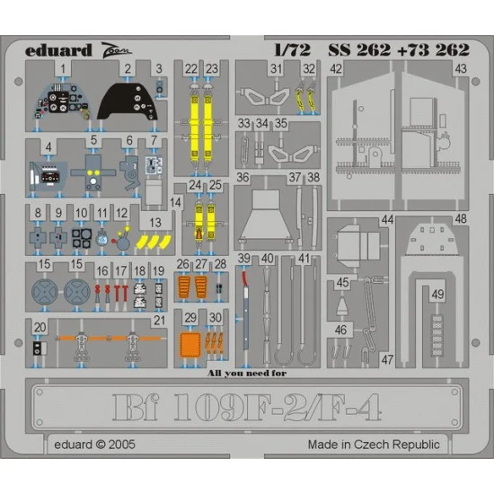 Eduard SS262 Colour Photoetch for 1/72 Messerschmitt Bf 109F-2/F-4 for Fine Molds kit