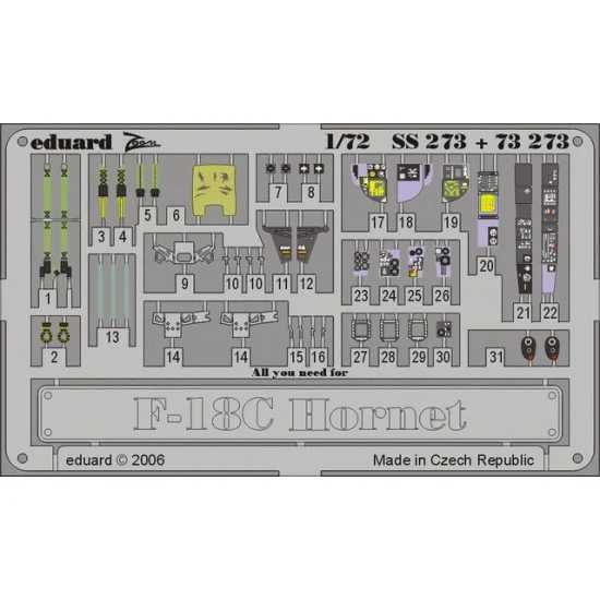 Eduard SS273 Colour Photoetch for 1/72 F-18C Hornet for Hasegawa kit
