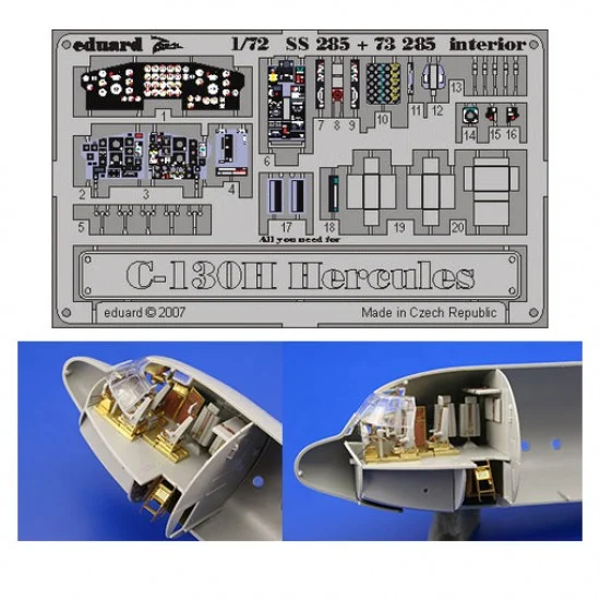 Eduard SS285 Colour Photoetch for 1/72 Lockheed C-130H Hercules Interior for Italeri kit