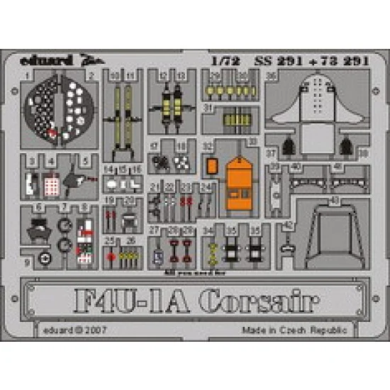 Eduard SS291 Colour Photoetch for 1/72 Vought F4U-1 Corsair for Tamiya kit