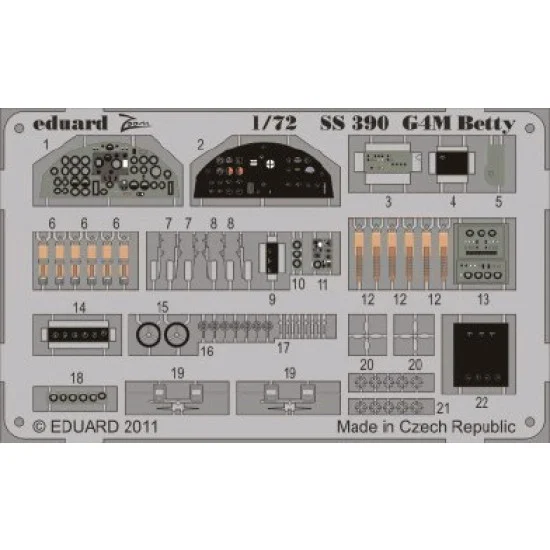 Eduard SS390 Colour Photo-etched Set for 1/72 Mitsubishi G4M Betty for Hasegawa kit