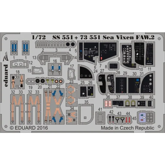 Eduard SS551 1/72 De Havilland Sea Vixen FAW.2 Interior Detail Set for Cyber Hobby #5105 kit (1PE) - Model Planes