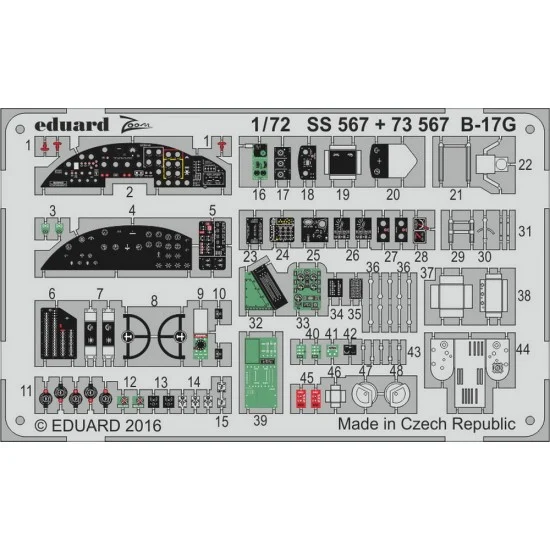 Eduard SS567 1/72 Boeing B-17G Flying Fortress Interior Detail Set for Airfix kit A08017 (1PE)