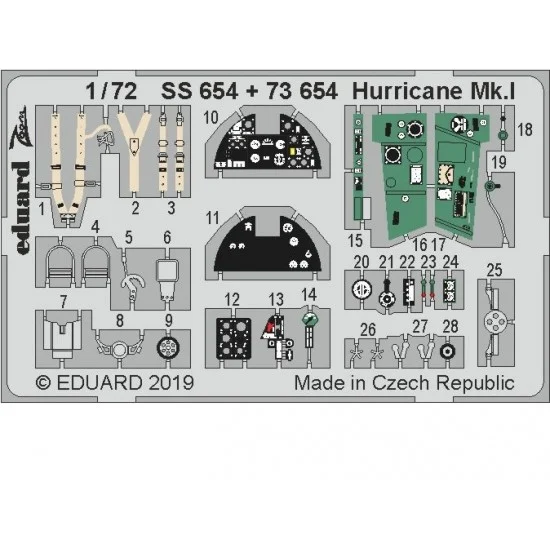 Eduard SS654 1/72 Hurricane Mk.I Detail Set for Arma Hobby kits - Model Planes