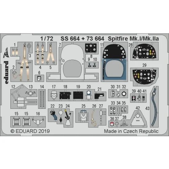 Eduard SS664 1/72 Supermarine Spitfire Mk.I/Mk.IIa Detail Set for Airfix kits - Model Planes