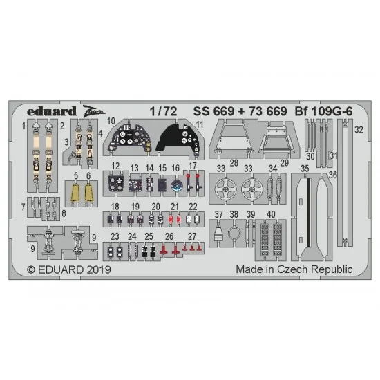 Eduard SS669 1/72 Messerschmitt Bf 109G-6 Detail Set for Tamiya kits